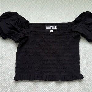 Katie J NYC Black Textured Top